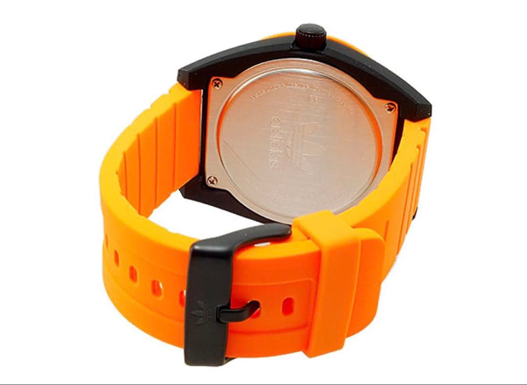 レア！ビックフェイスadidas シリコンバンド時計 オレンジ/ブラック