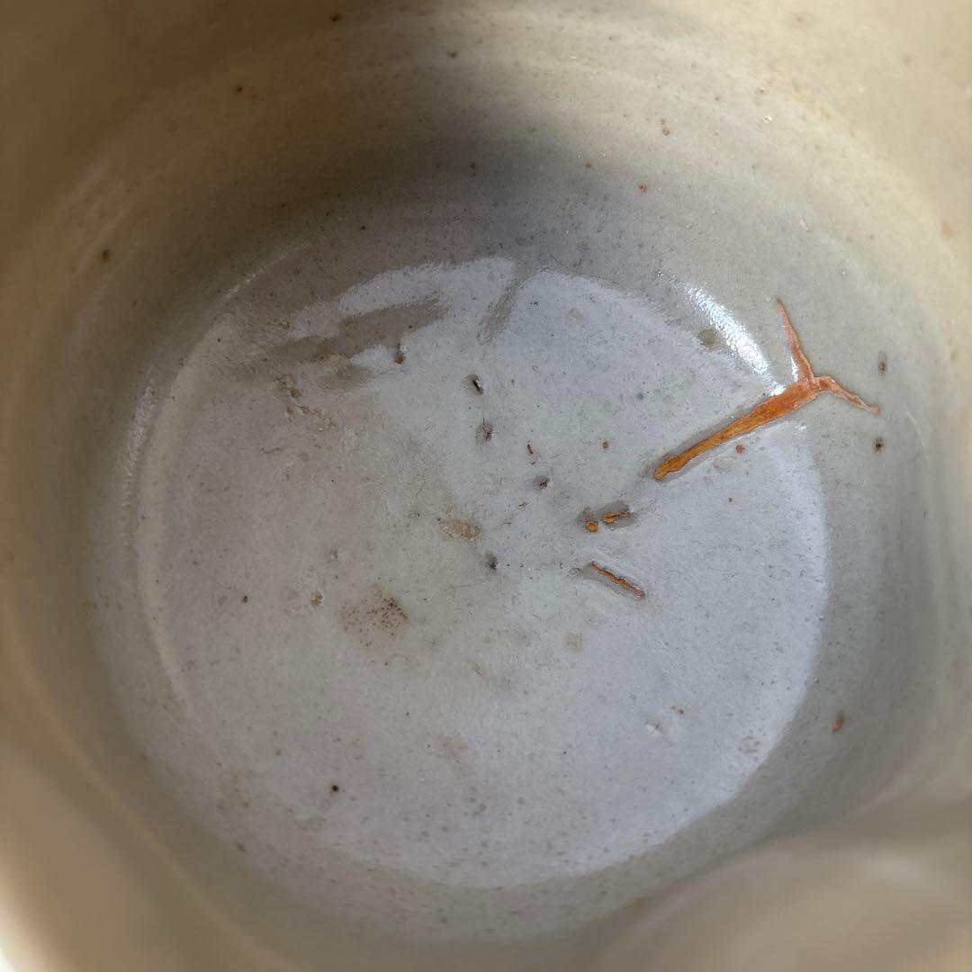 アンティーク伊万里　藍手いびつ茶碗　布袋さん絵　共箱付き