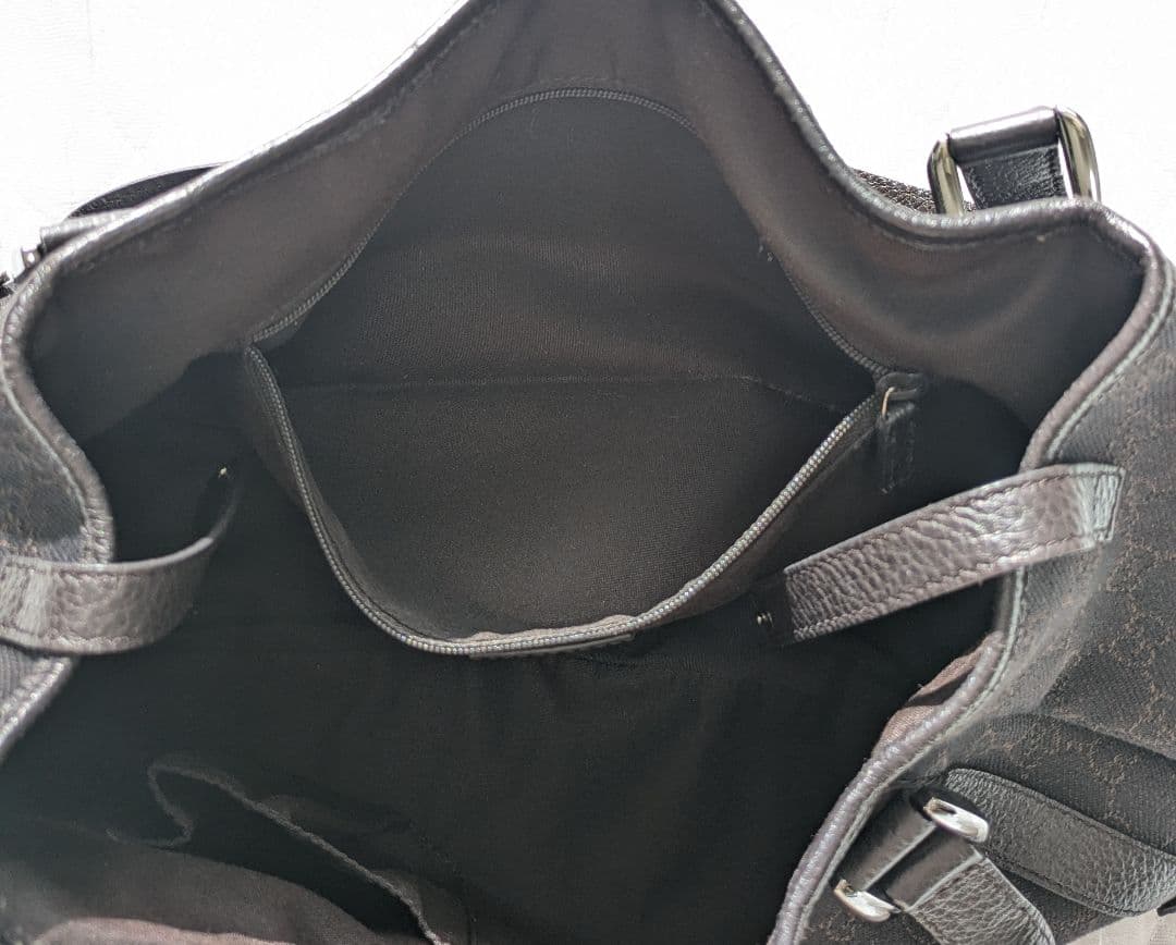 GUCCI GG柄ダークグレー トートバッグ　 袋 取り扱いガイド付き