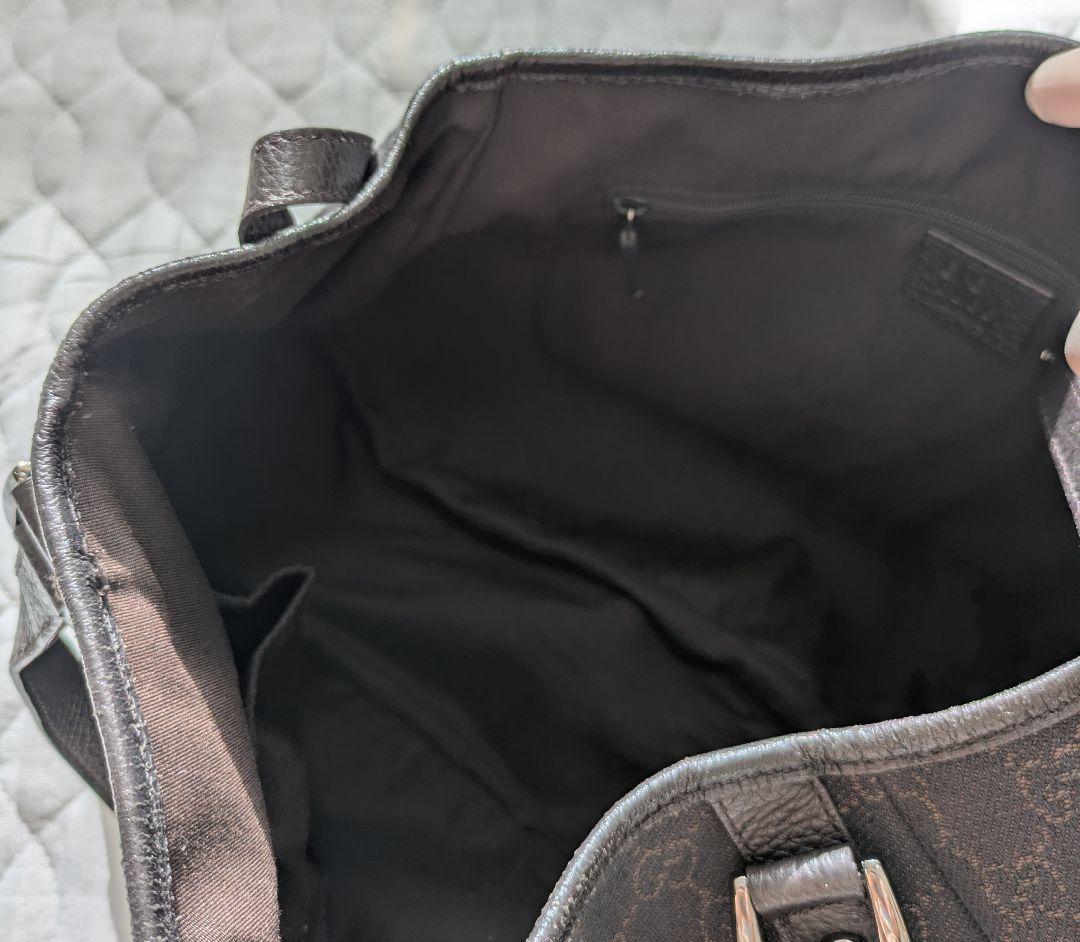 GUCCI GG柄ダークグレー トートバッグ　 袋 取り扱いガイド付き