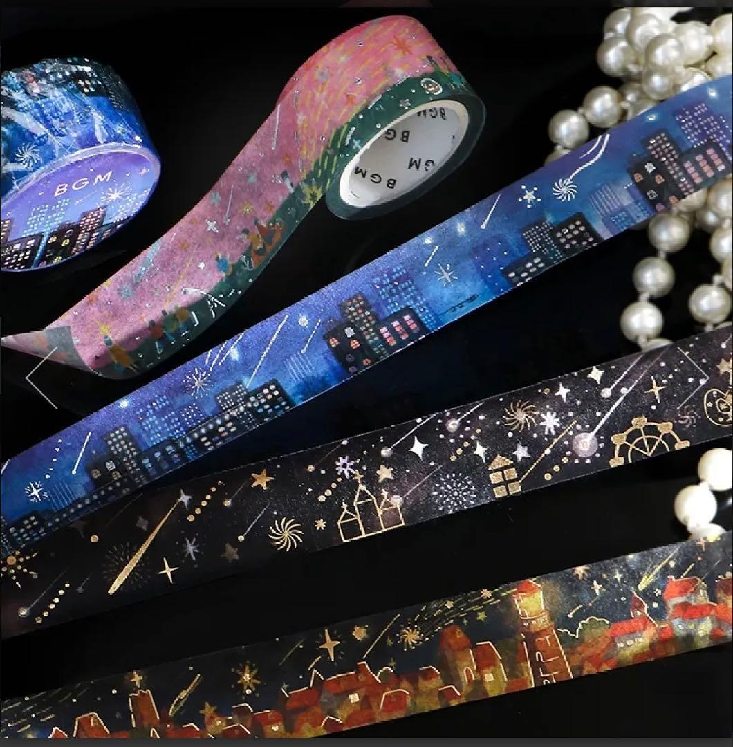 ③ BGM 箔押し マスキングテープ 流れ星の夜