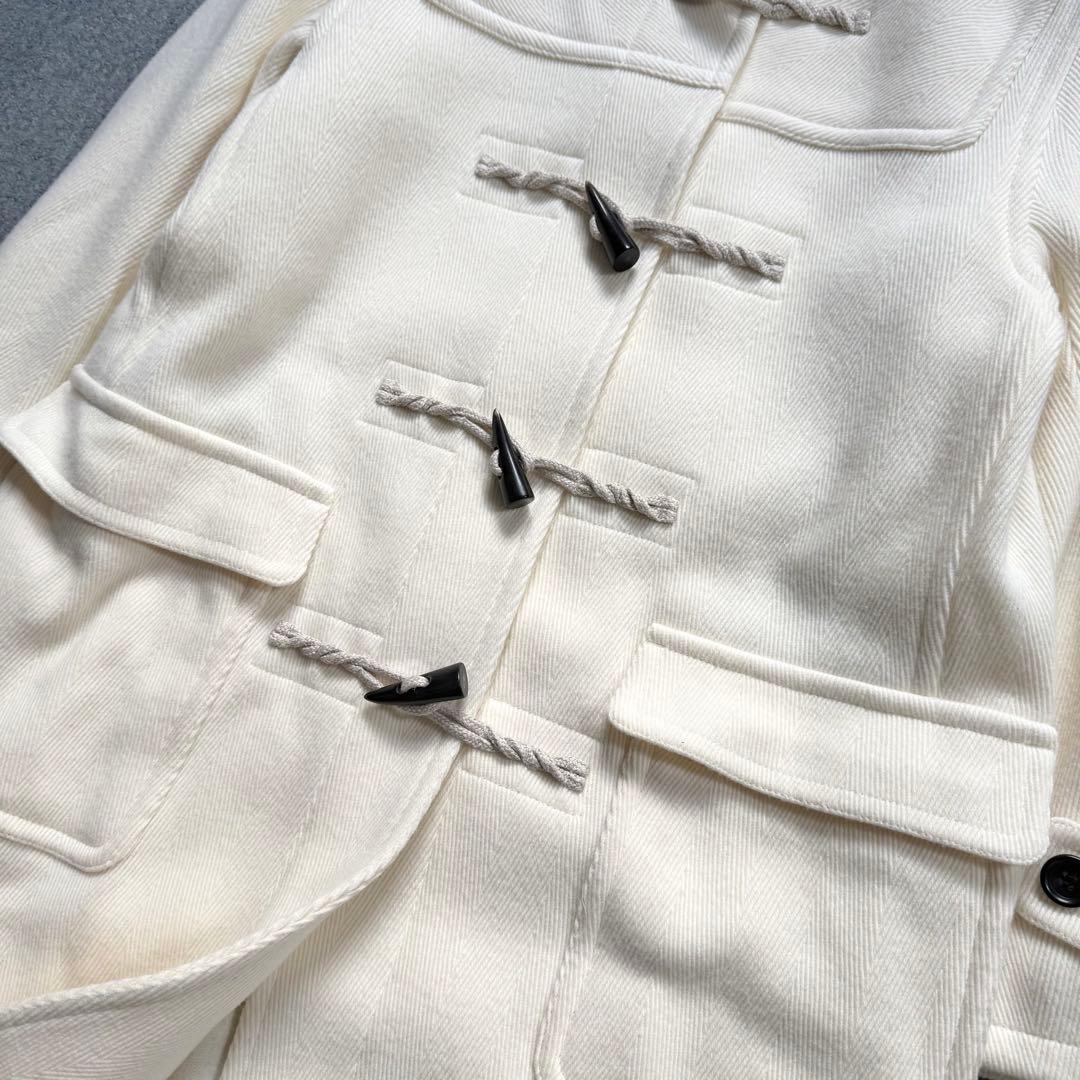 【美品】23区 ヘリンボーン ダッフルコート アイボリー 38