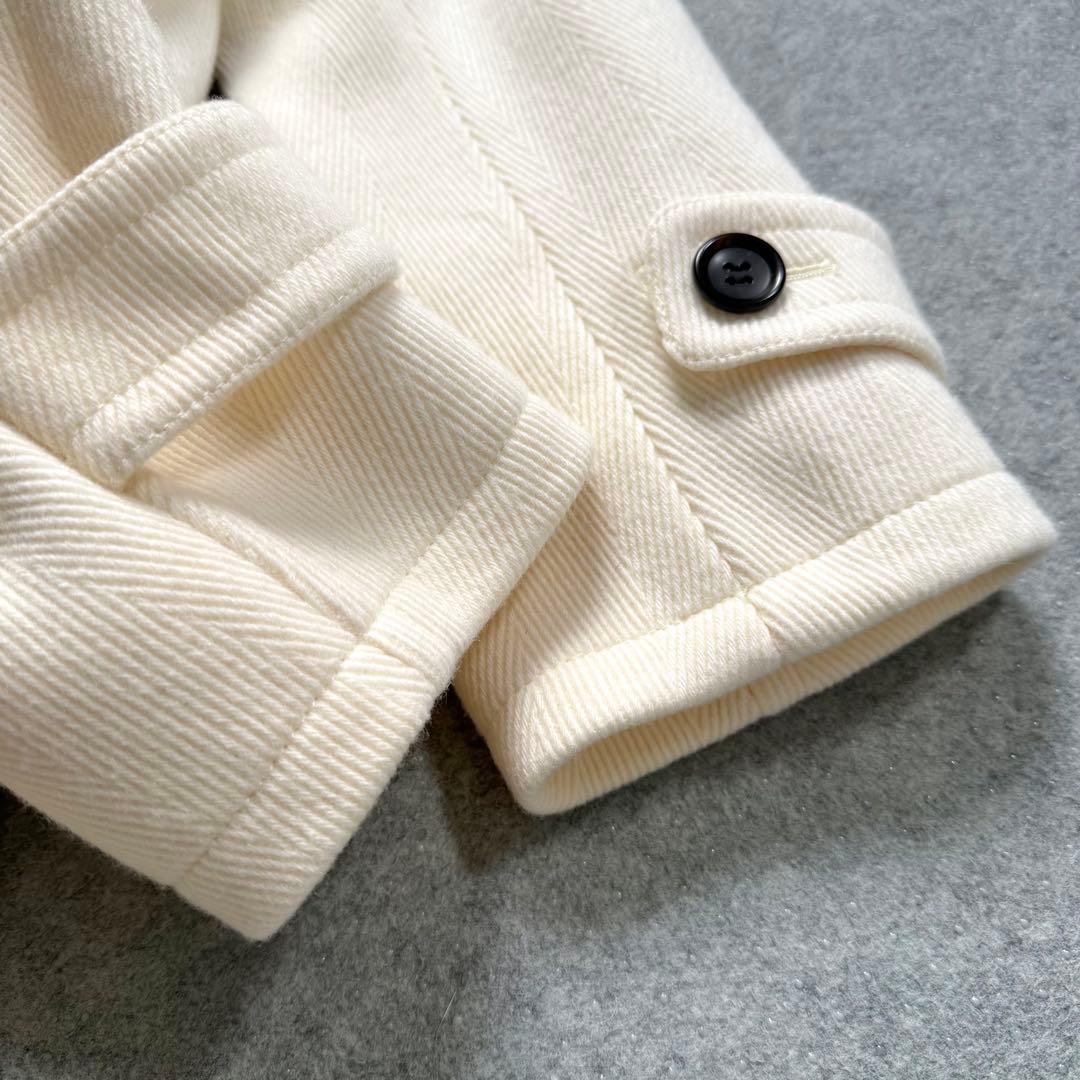 【美品】23区 ヘリンボーン ダッフルコート アイボリー 38