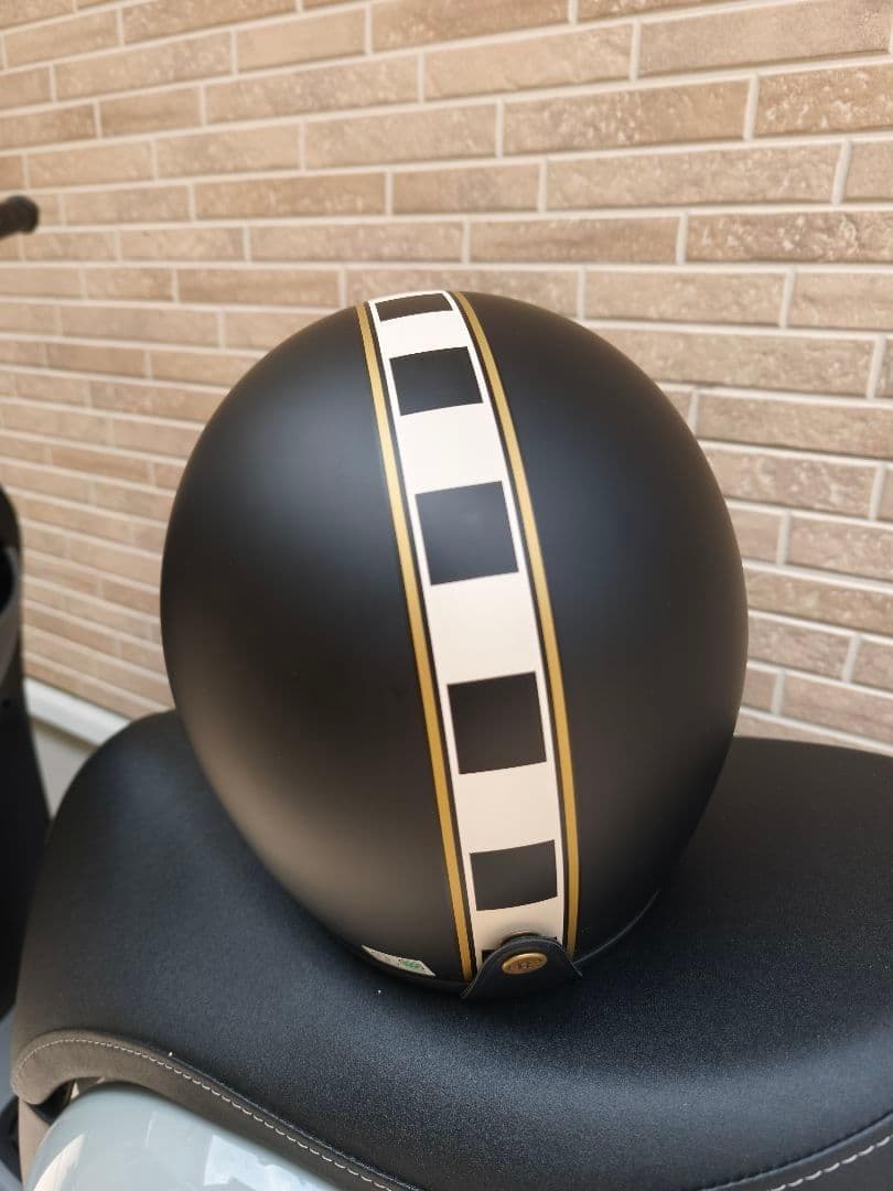 【HANDCRAFTED】ジェットヘルメット マットブラック ストライプ　外箱付