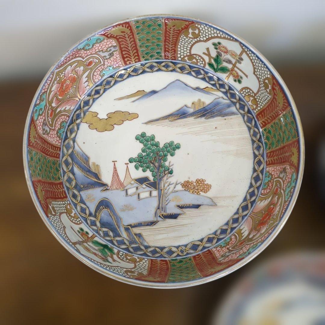 骨董　古伊万里　染錦　三っ丼　大中小　3つ　美品　鉢　器　錦出