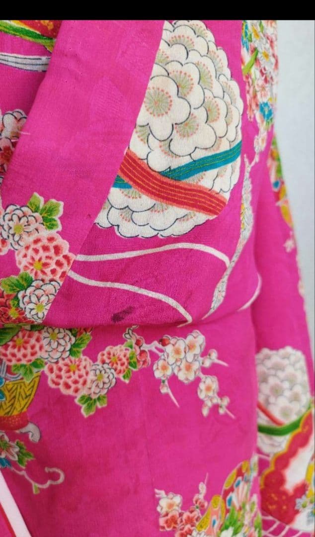 専用です　アンティーク明るいピンクの着物に黄緑のだらり帯セット