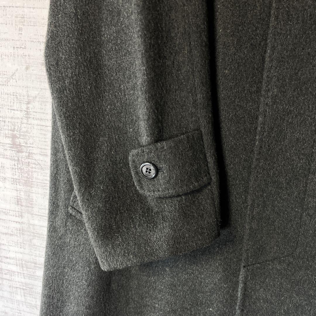 未使用品 上質 カシミヤ100% ロングコート グレー 比翼 ステンカラー M