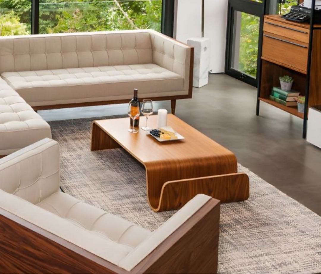 【木製曲線デザインセンターテーブル】個性的な多機能テーブル⁂