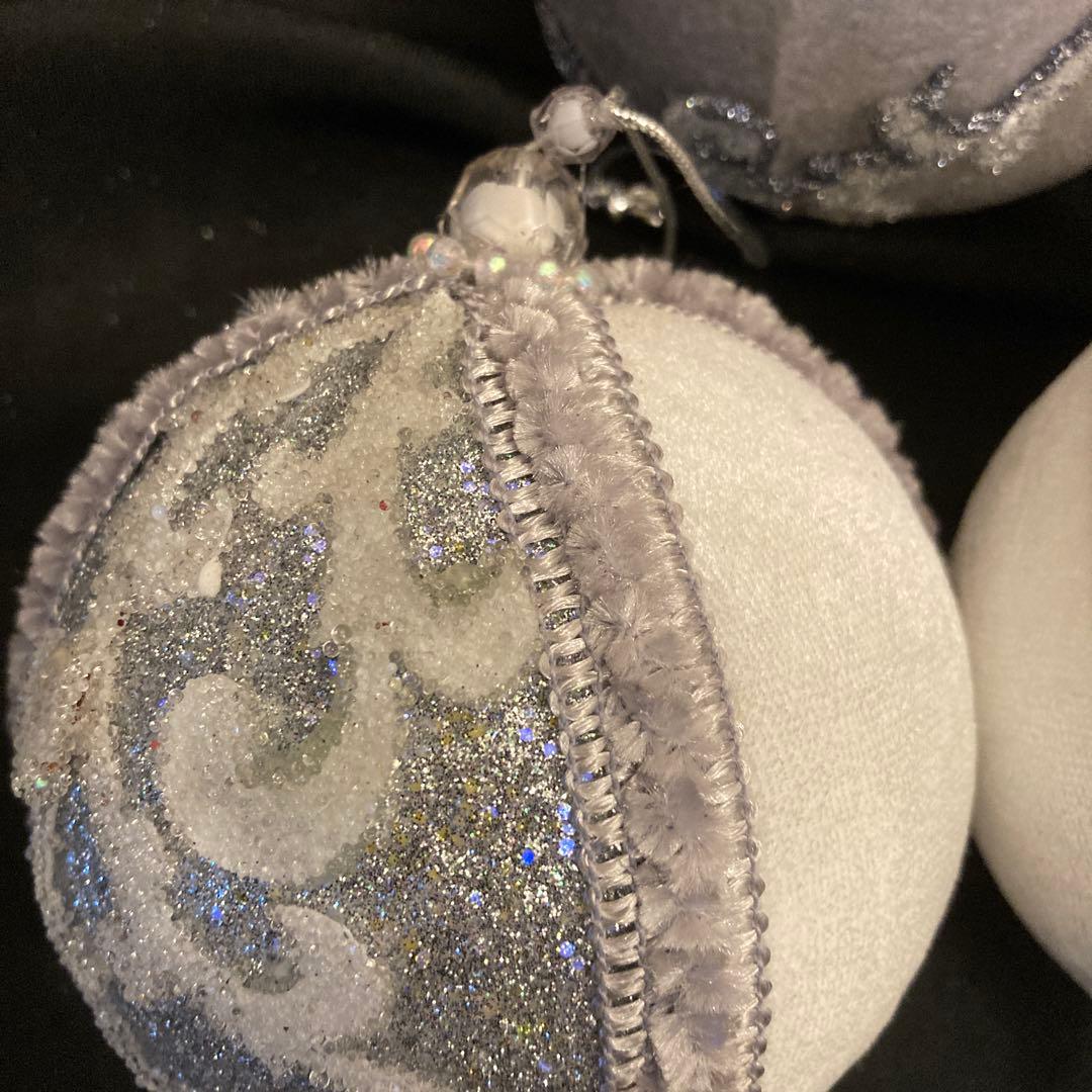 クリスマス　ゴージャスオーナメント　シルバー＆グレー　ベルベット大