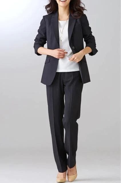 新品☆19号LL3L♪黒系無地♪薄くて軽いお仕事♪洗えるパンツスーツ◯D337