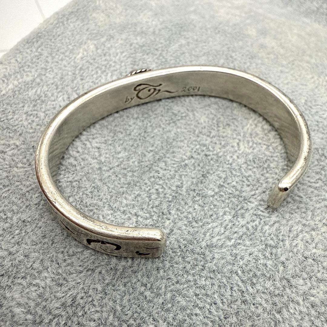 【美品】studio　T＆Y　ターコイズバングル　手掘りイーグルスタンプ　925