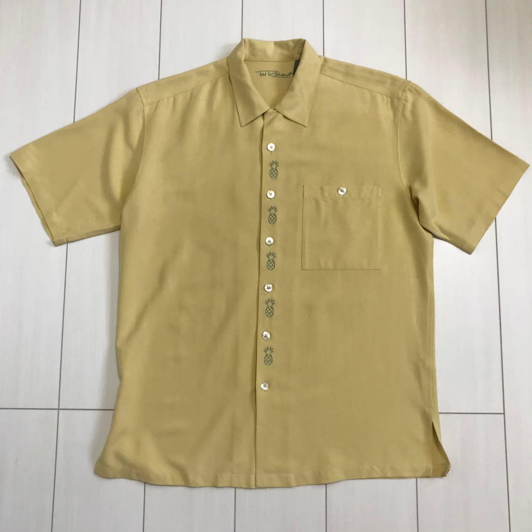 90'sビンテージ古着！TORI RICHARD パイナップル刺繍 シルクシャツ