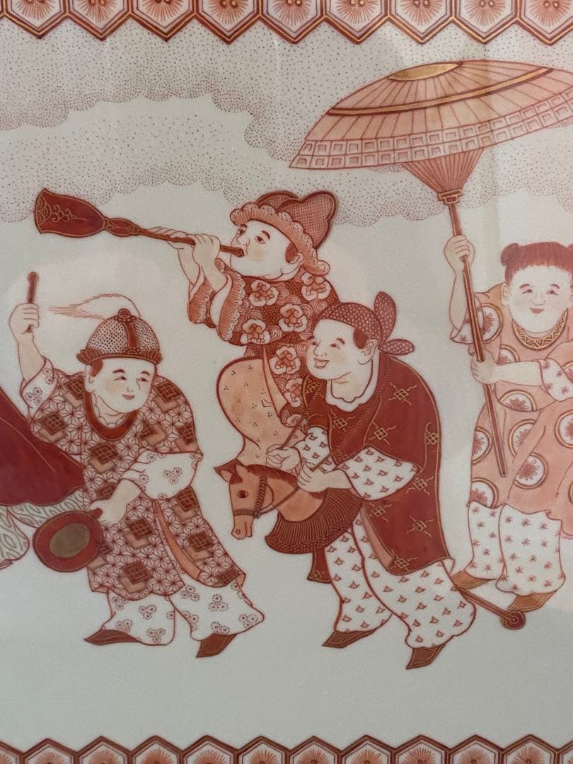 ■福島武山■赤絵九谷焼陶板・陶版画■額装■