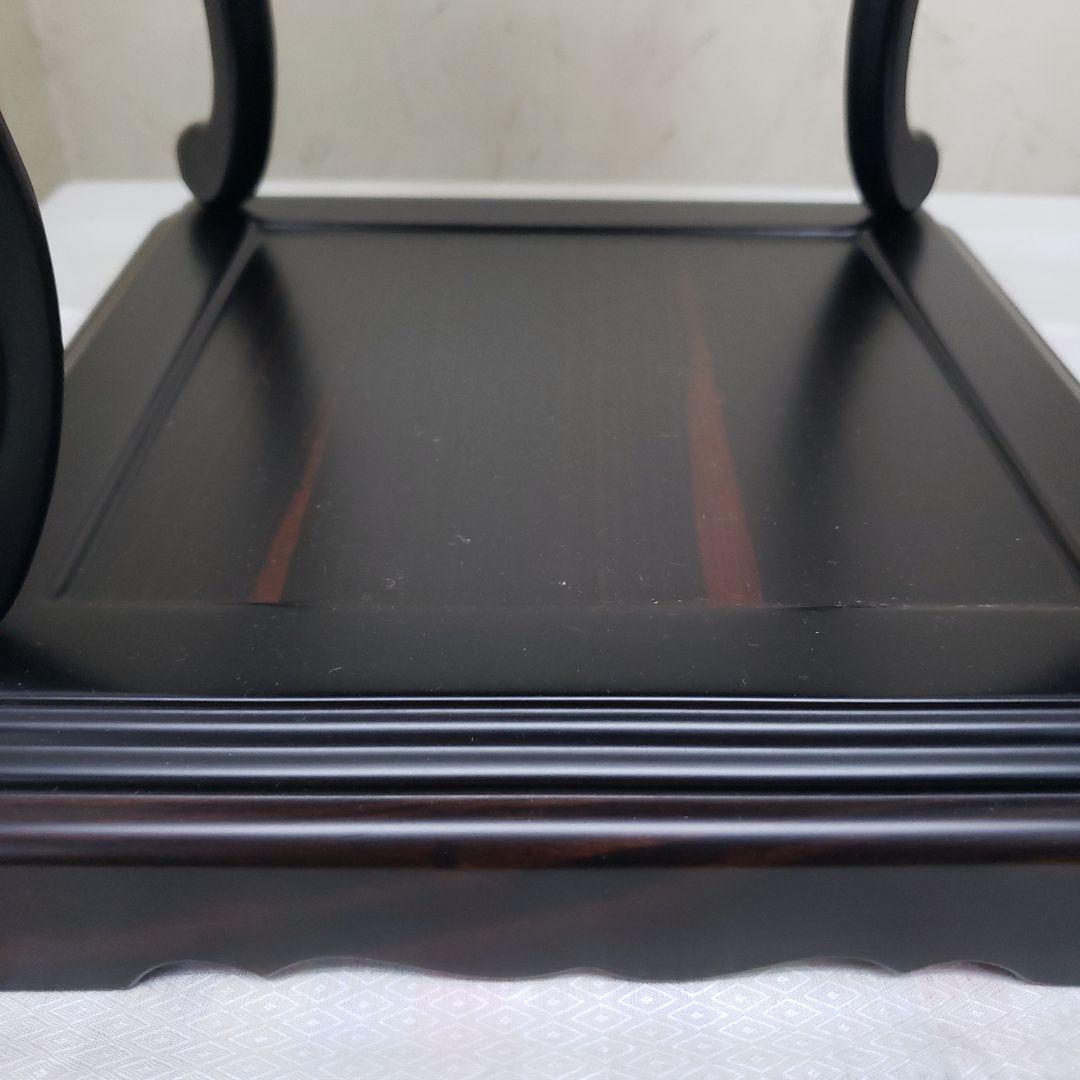 蔵出し特価　黒檀無垢　高卓　彫刻装飾付き28×28×高さ44cm