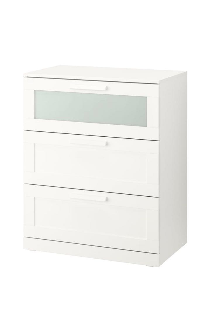 【IKEA】ホワイトモダンチェスト 3段【BRIMNESブリムネス】