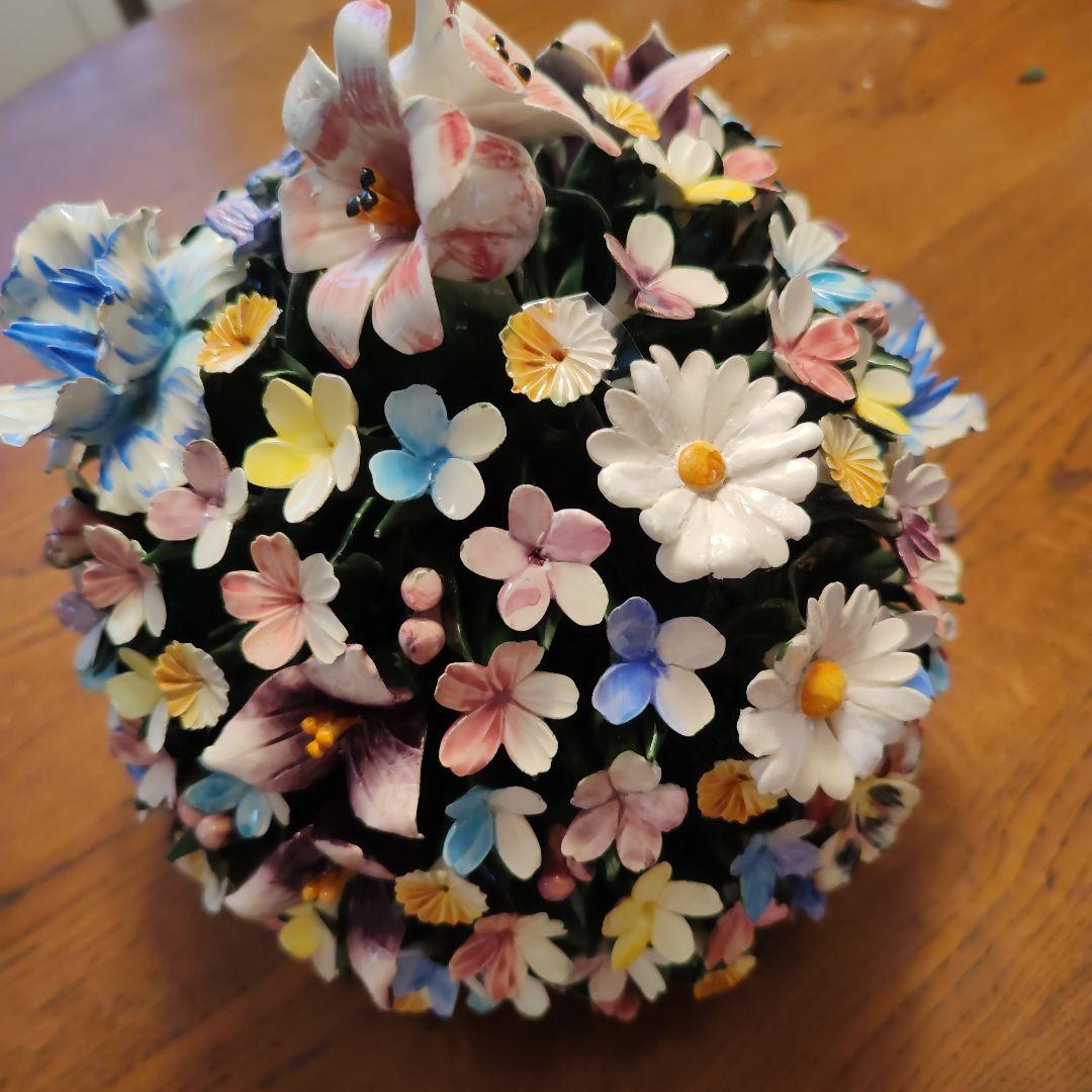 【美品】カポディモンテ　CAPODIMONTE イタリア　陶花　35cm