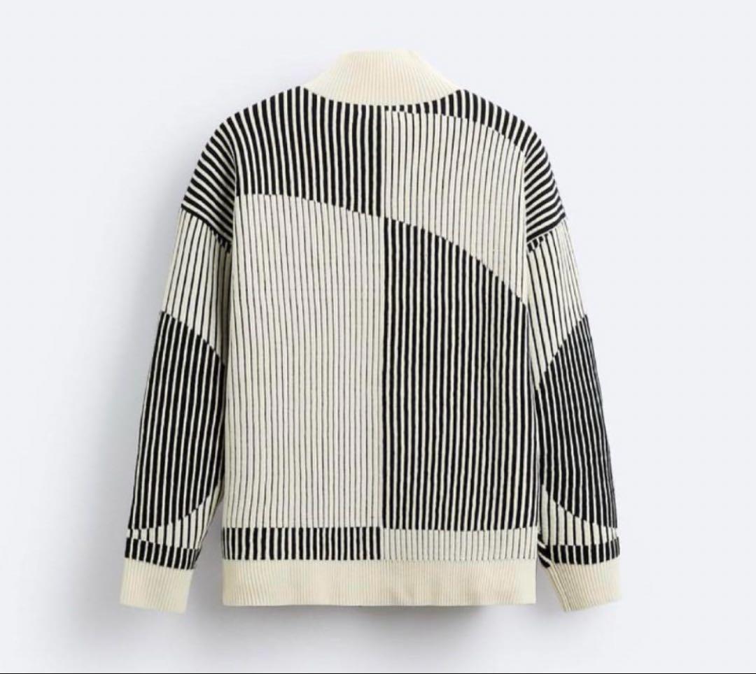ZARA ストライプ ジップアップ カーディガン Man 目黒蓮