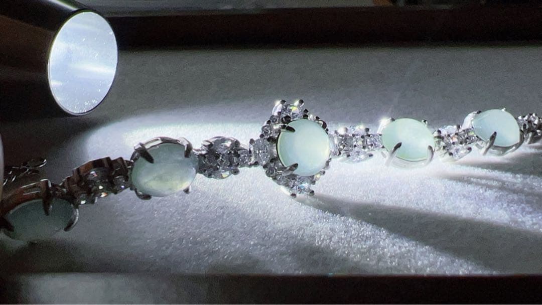 「交渉の方専用」本翡翠A貨シルバーS925ブレスレット 刻印有ミャンマー氷白