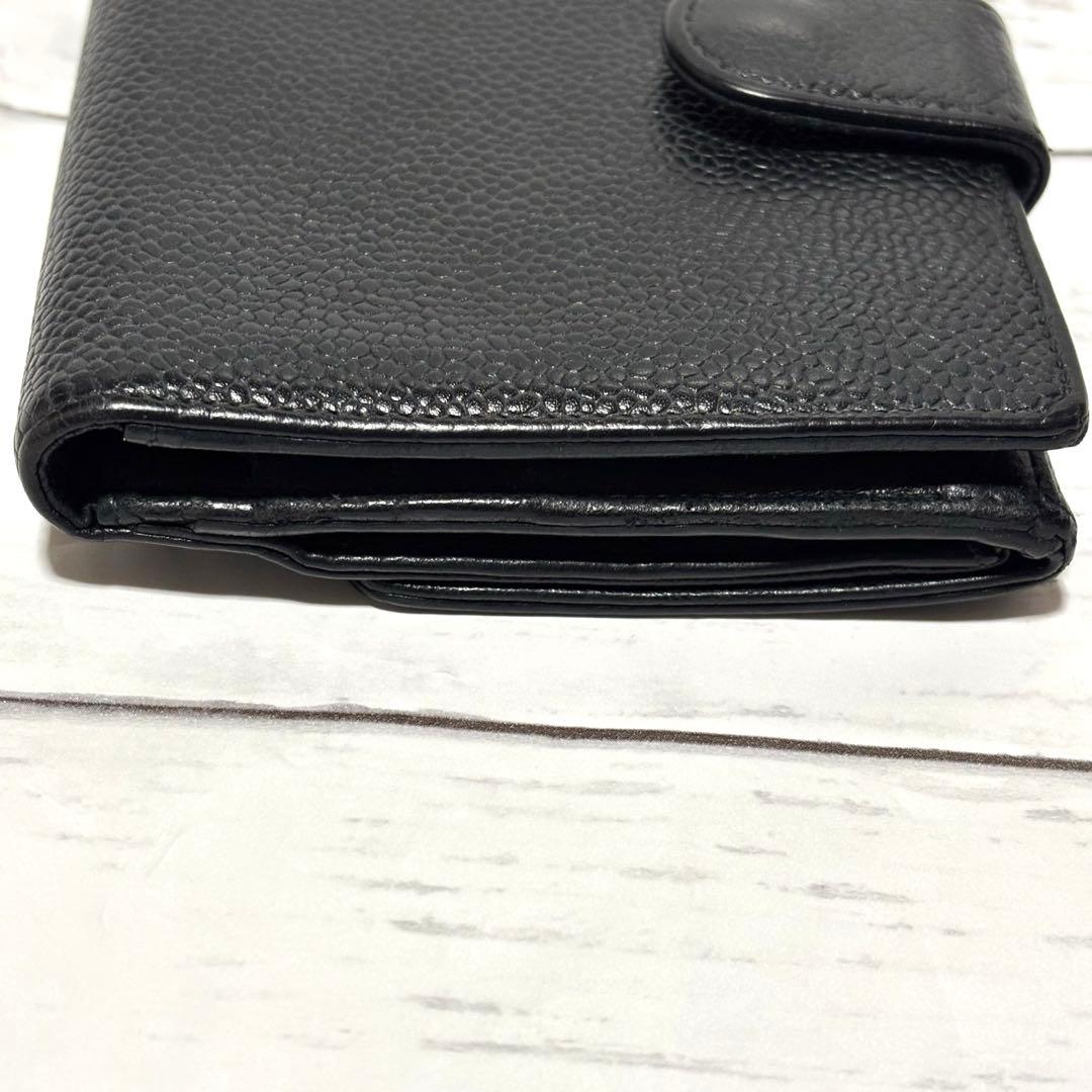 シャネル 財布 キャピアスキン ココマークWホック コンパクト 黒 ブラック
