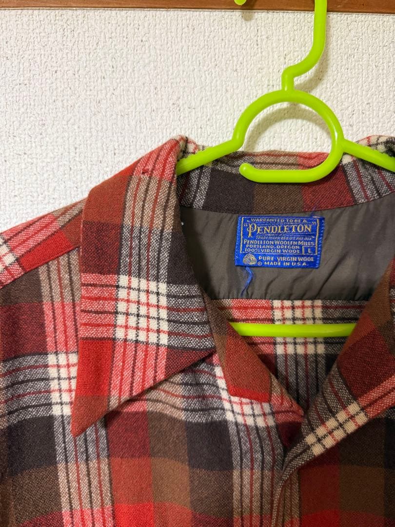 70s USA製 Pendleton ボードシャツ　開襟シャツ　ブラウン