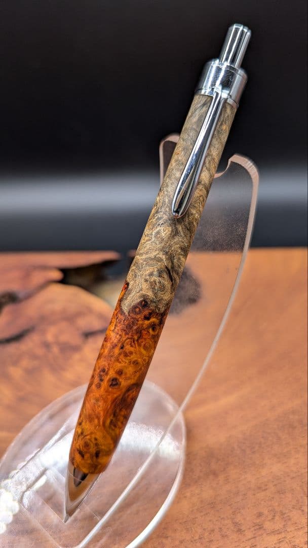 634極上　本花梨　紅白　瘤杢　青瘤　木軸シャーペン　ボールペン