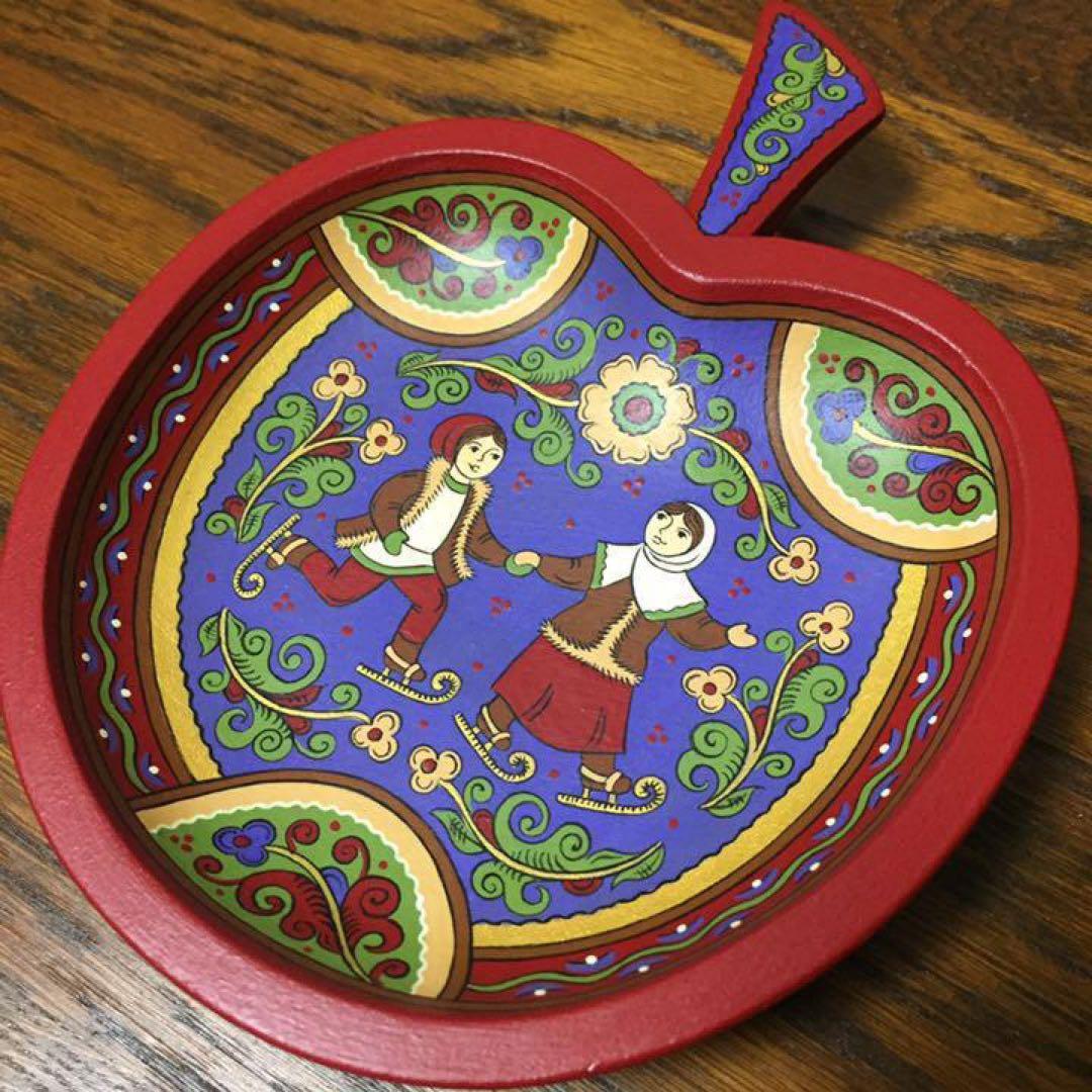 ロシア雑貨☆リンゴ型ミニ飾り皿appleオリガ作マトリョーシカ
