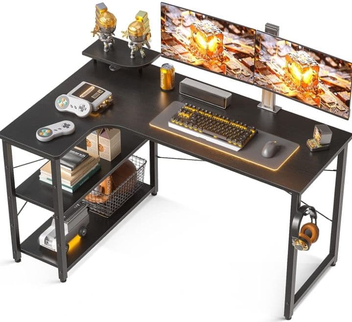 ODK パソコンデスク L字 ゲーミングデスク 幅130 L字デスク つ180