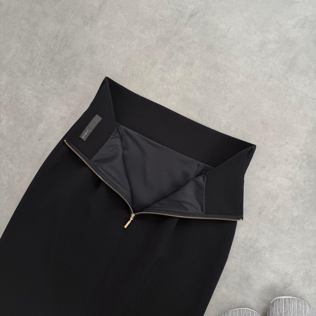 awi NOBLE ジャージーライクカラータイトスカート 40 黒 ロング