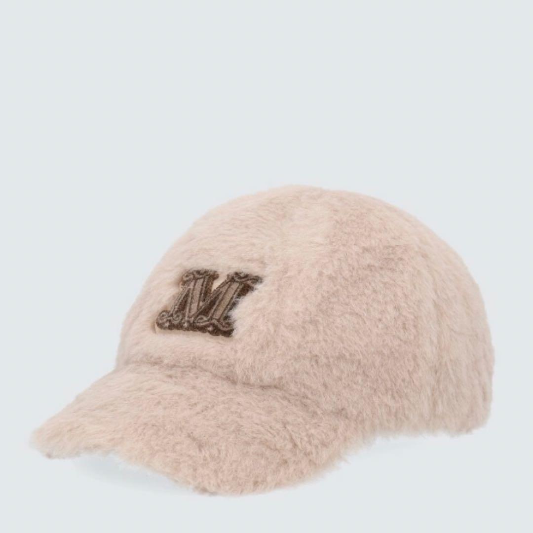 限定値下げ！新品未使用！Max mara ベージュ Mロゴ刺繍 ファーキャップ