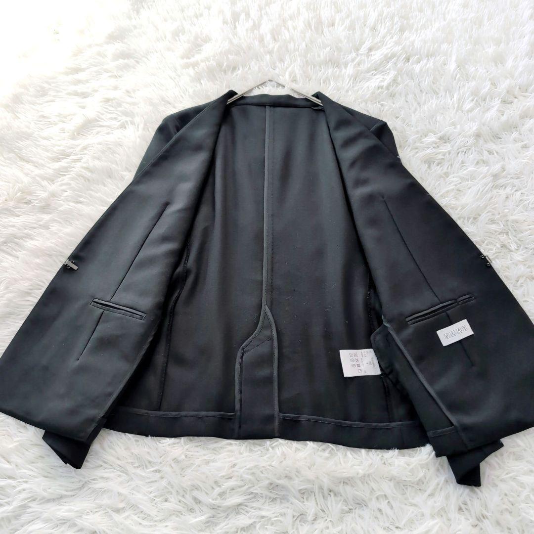 ✨️美品✨️ノーカラー　パンツスーツ　セットアップ　黒　M　プラステ　洗える