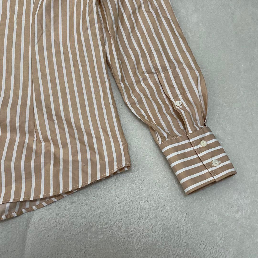 ブルネロクチネリ ストライプシャツ スリムフィット ライトブラウン コットン S