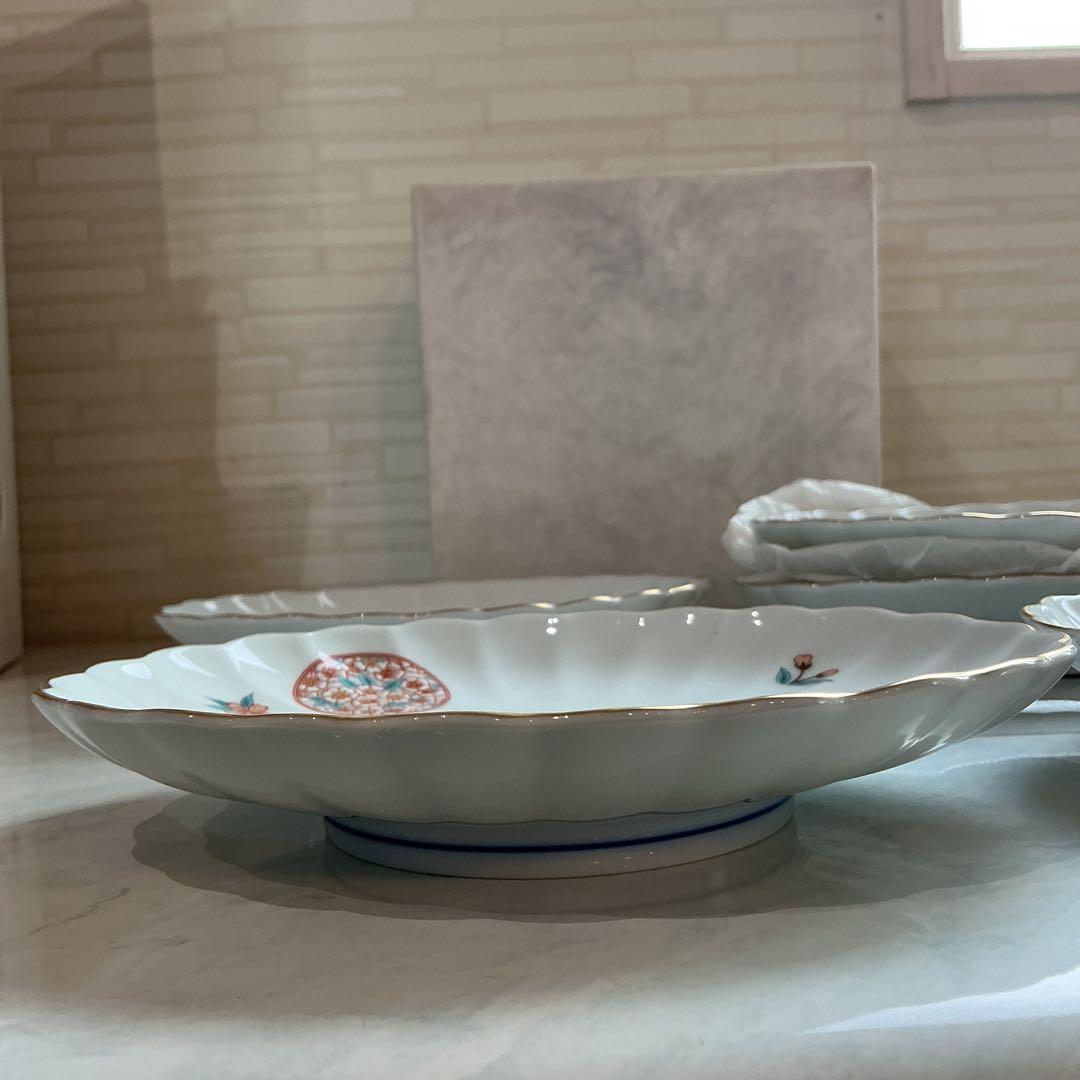 賞美堂　基泉　高級有田焼　丸紋桜　取り皿揃　新品保管品