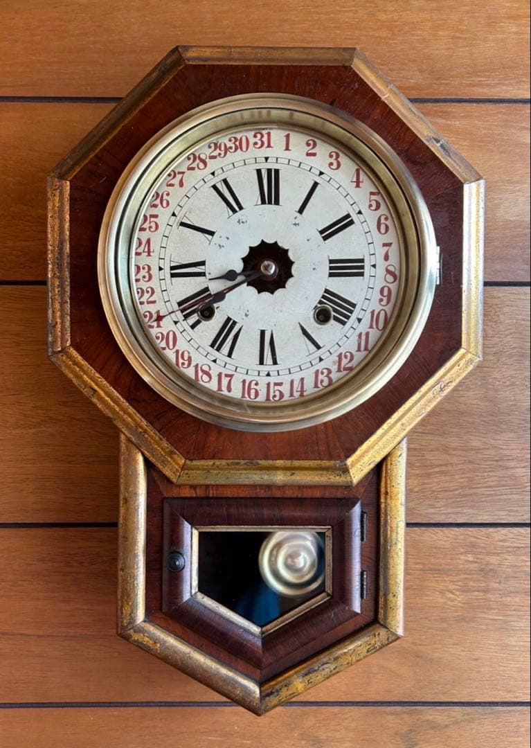 柱時計　掛時計　ゼンマイ　整備済　オーバーホール　レトロ　アンティーク　17