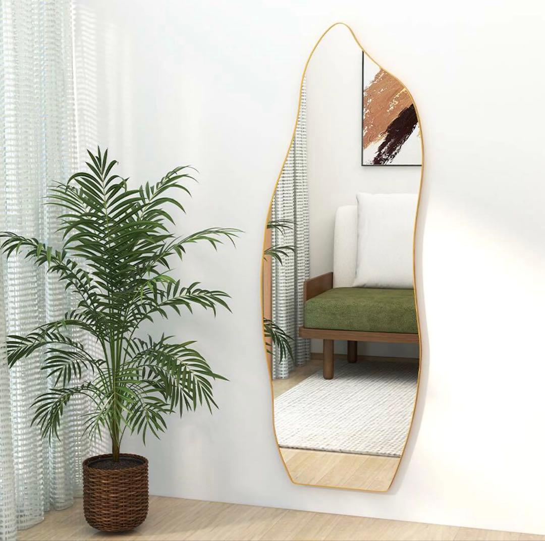 ウェーブミラー ウェディング ウェルカム 波型スタンドミラー 全身鏡 姿見