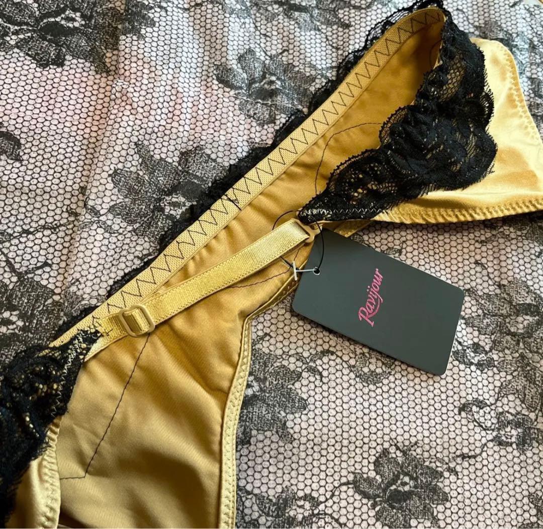 ☆Ravijour☆廃盤デザイン☆GOLDブラックレース☆ガーター☆フリーサイズ