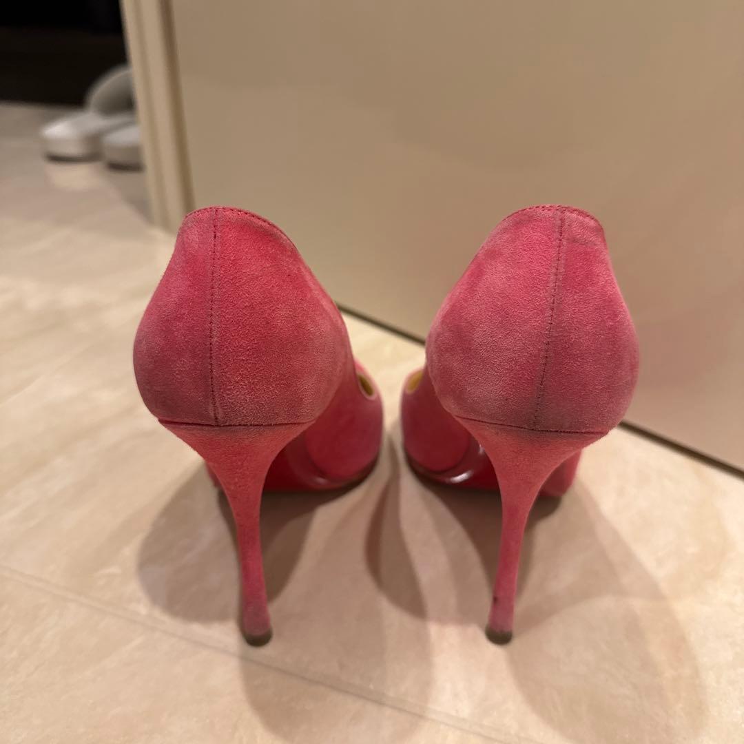 ルブタン　ピンク スエード ポインテッドトゥ ハイヒール