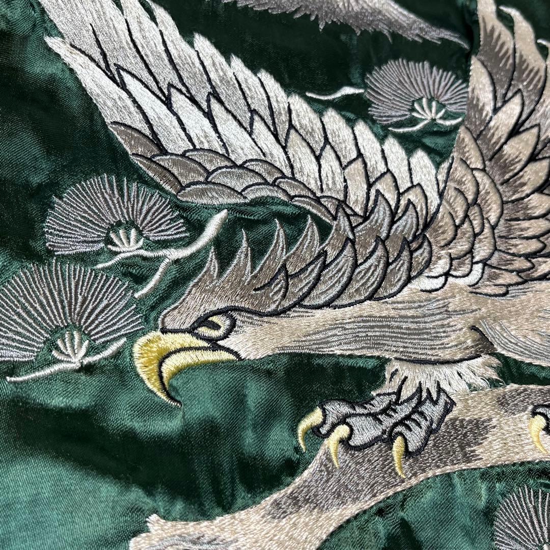 AVIREX 別珍 スカジャン 龍 鷹 リバーシブル ネイビー グリーン XL