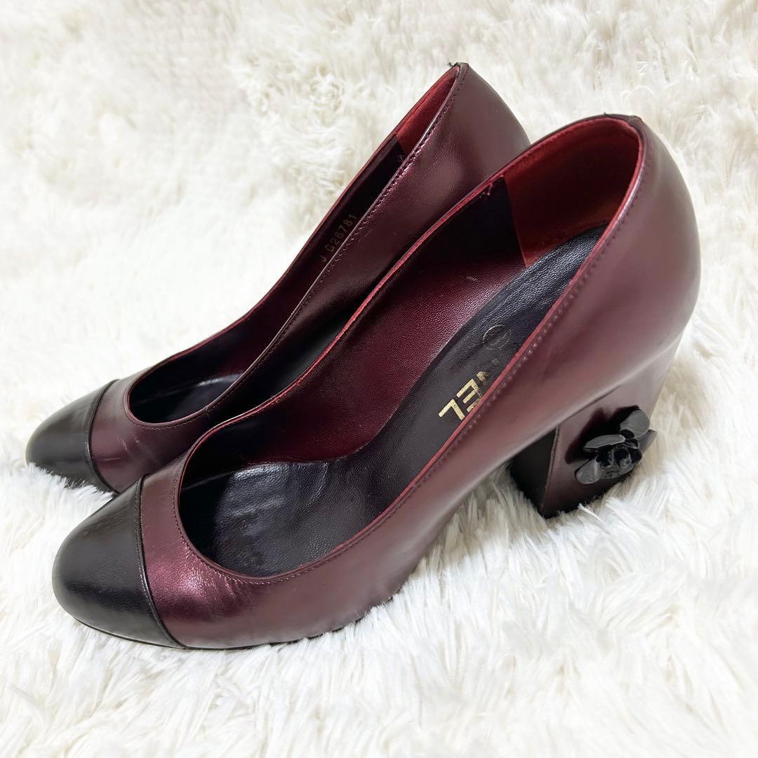 【良品】CHANEL シャネル パンプス カメリア