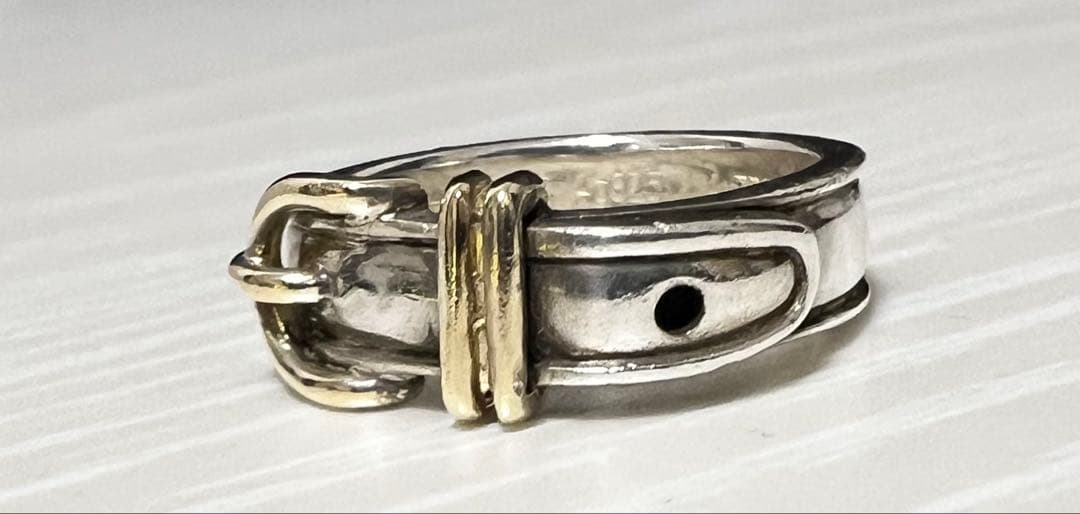 HERMES サンチュール 49 シルバー×イエローゴールド コンビリング