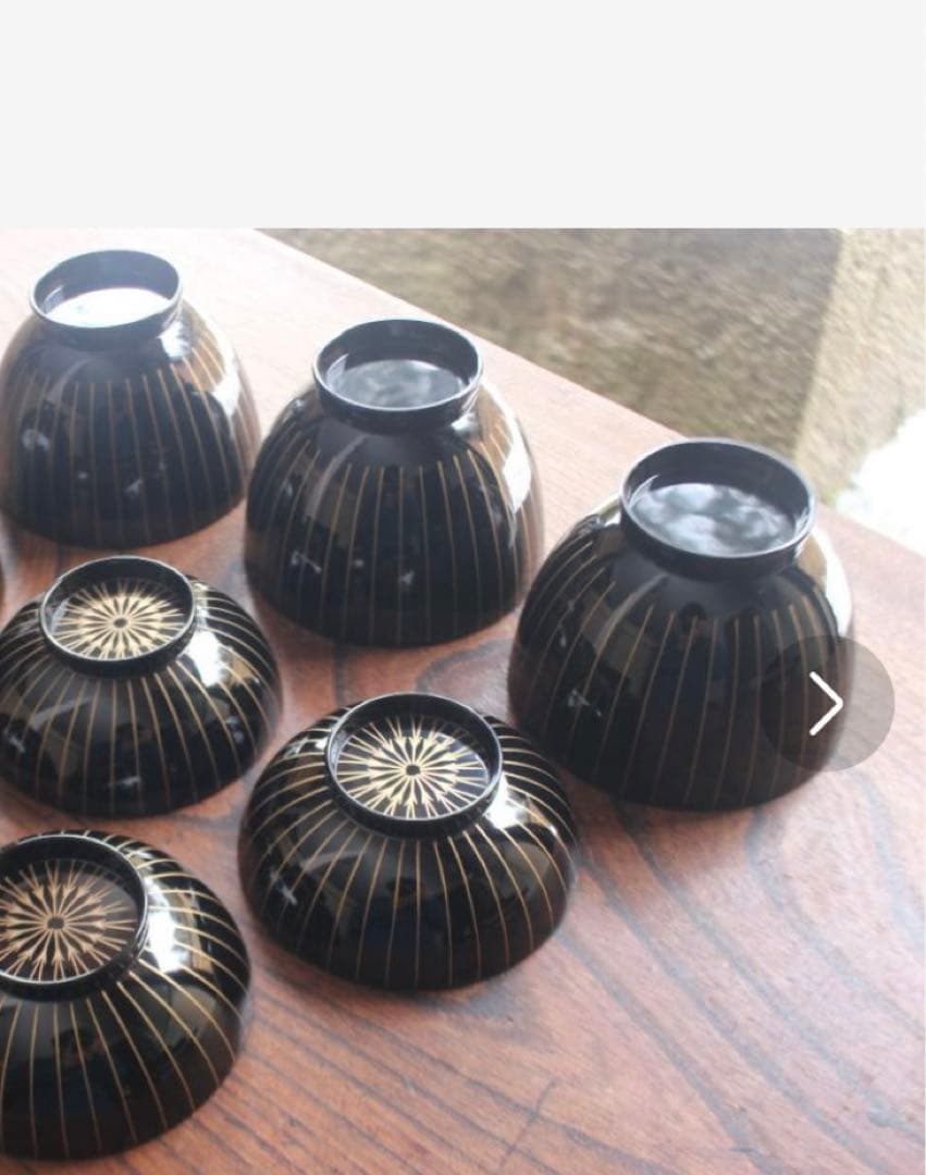 黒漆松葉蒔絵小椀4点 漆器 木製 正月 デッドストック ひな祭り