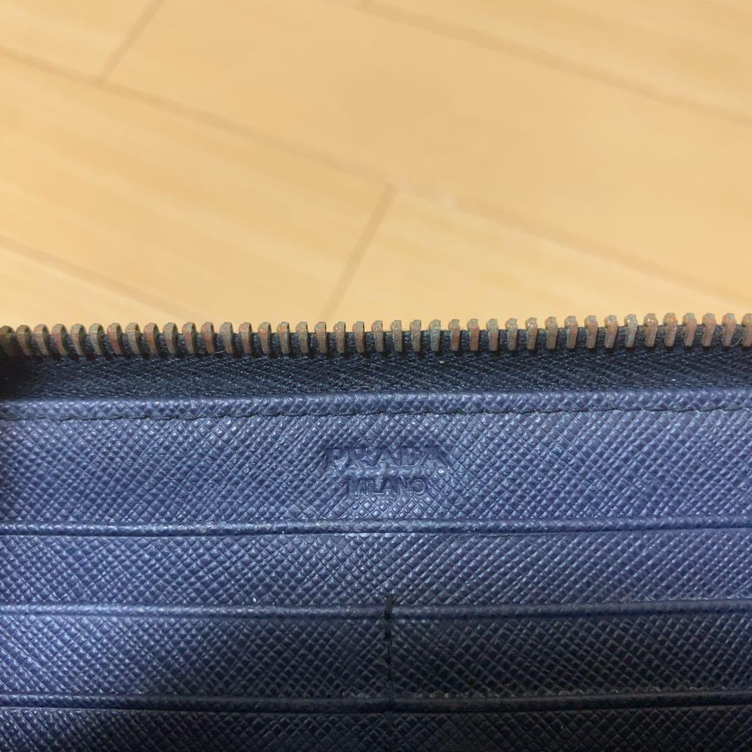 PRADA プラダ バイカラー サフィアーノレザー ラウンドファスナー 長財布
