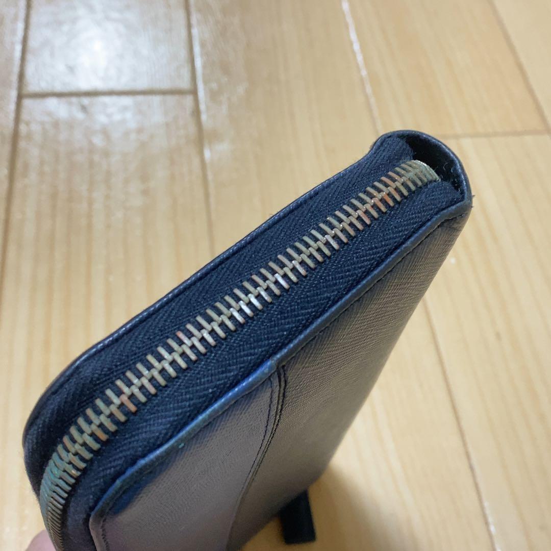 PRADA プラダ バイカラー サフィアーノレザー ラウンドファスナー 長財布