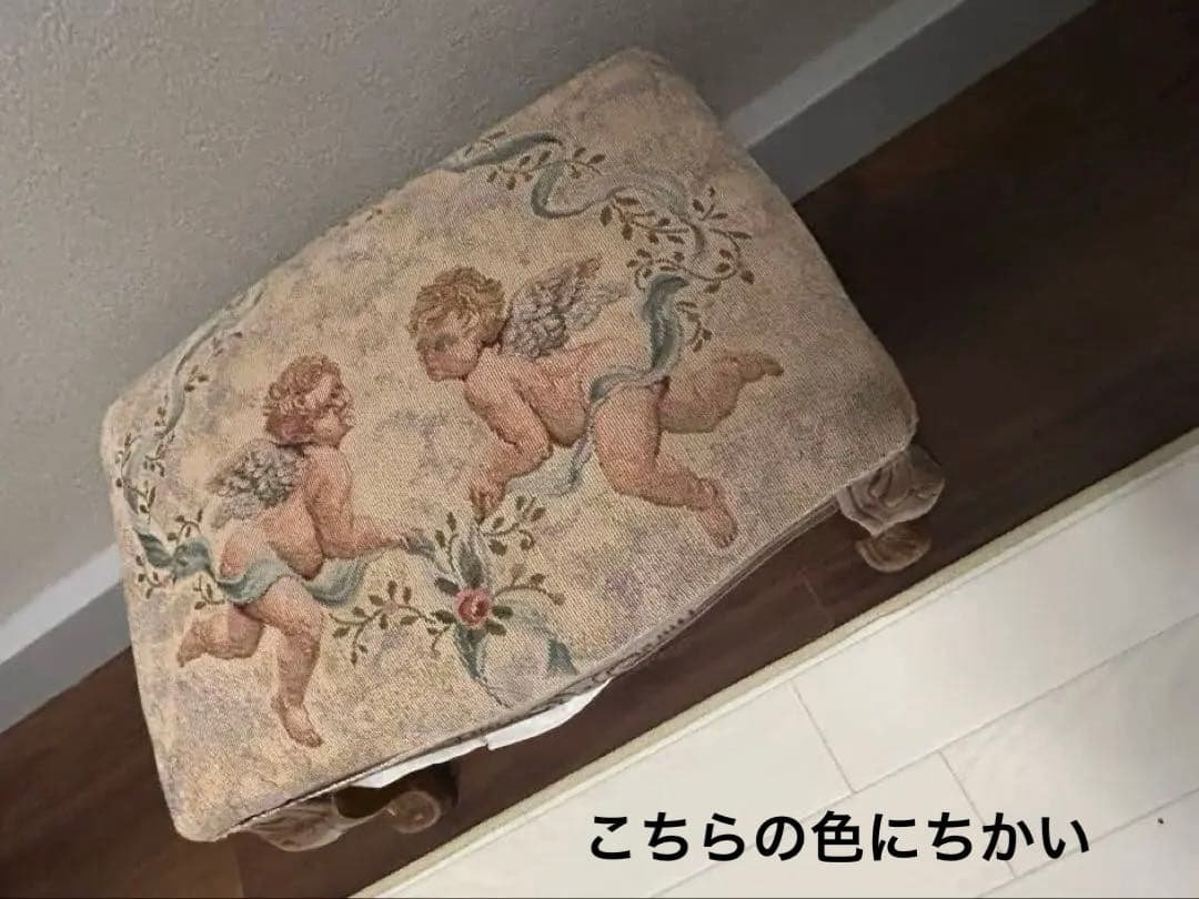 天使の刺繍付き椅子とオットマンセットイタリア家具