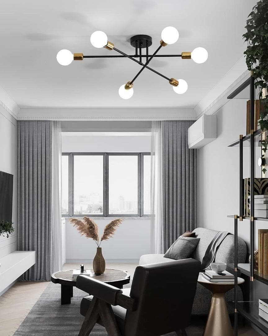 【M2209-118-86】6灯シャンデリア 北欧レトロ 回転式ライト