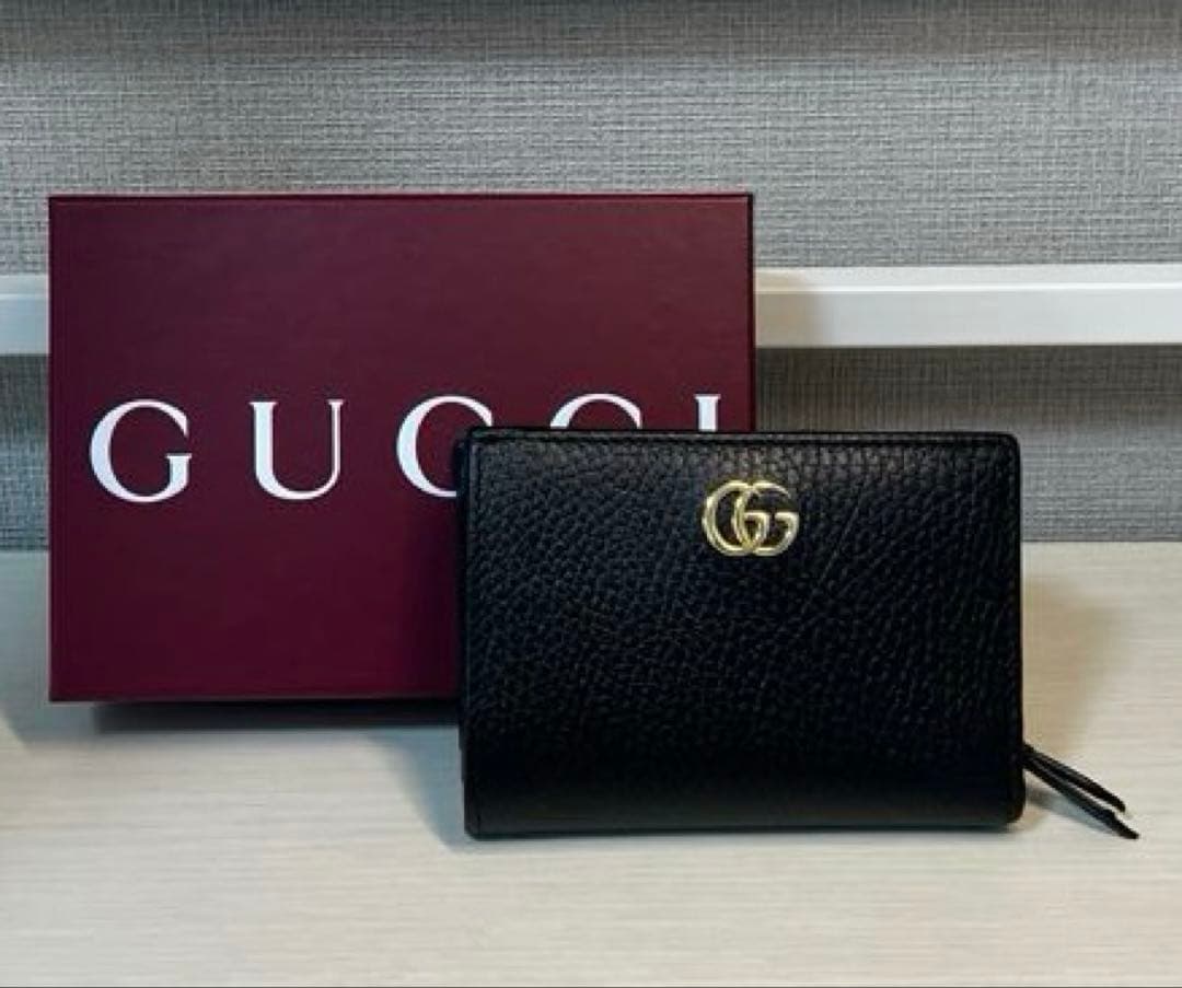 GUCCI ダブルGウォレット ブラックレザー