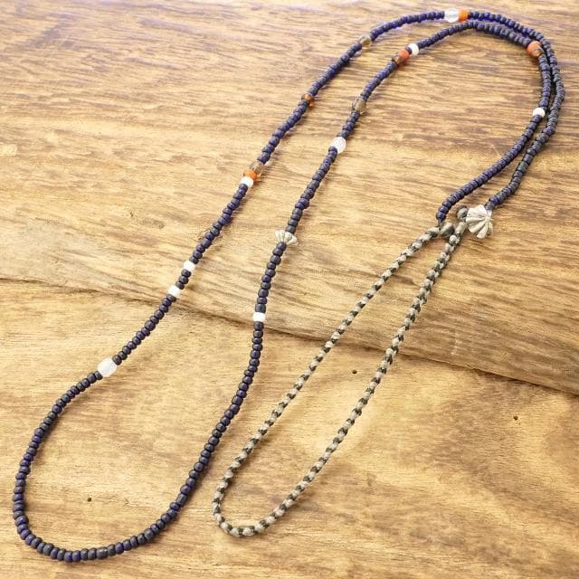 新品 NORTH WORKS オールド ホワイトハーツ ビーズ ネックレス 青