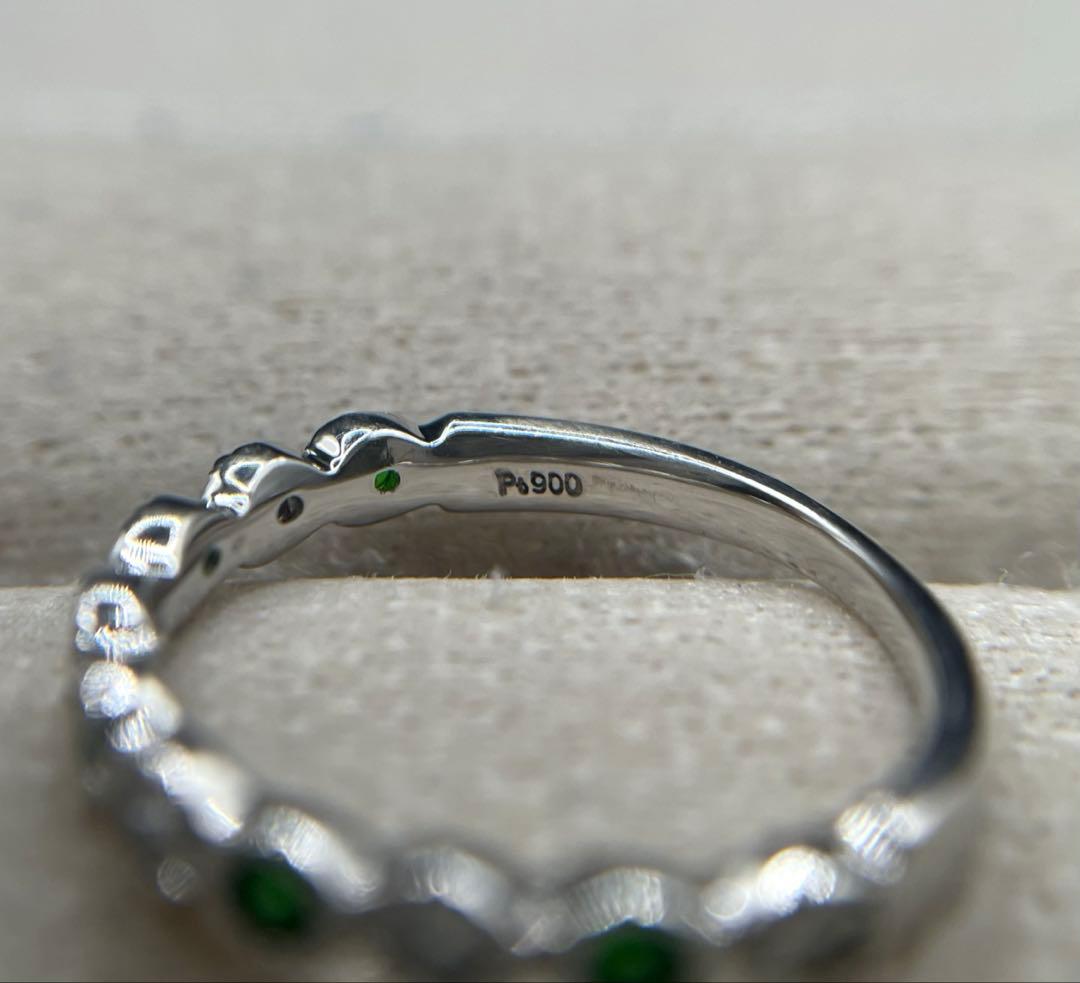 JL62★高級 デマントイドガーネット ダイヤ pt エタニティリング 鑑付