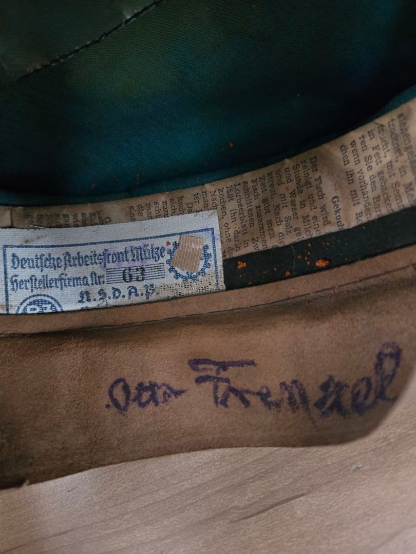 希少　第二次大戦中　DAF制帽　ドイツ労働戦線