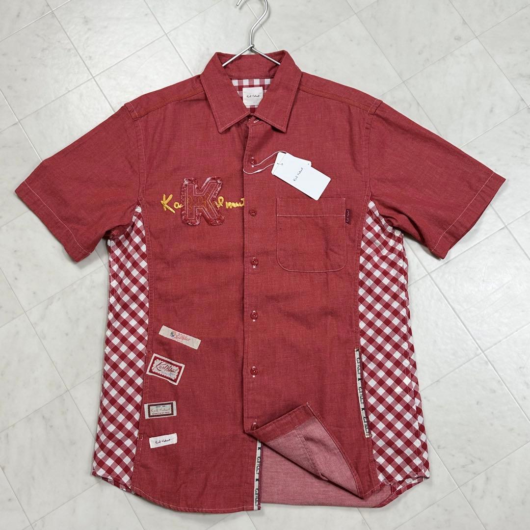 〈新品〉Karl Helmut 【M】ロゴアップリケ付きデニム×ギンガムシャツ
