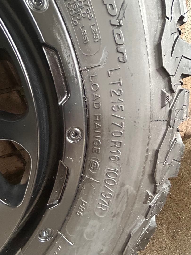 ジムニーシエラ専用デルタBFタイヤホイール5本、ホイールナット